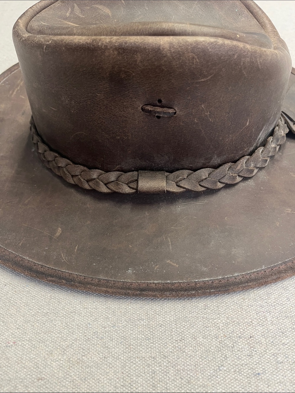 Down Under Australia Brown Leather Outback Cowboy Hat Size Small - Picture 7 of 16